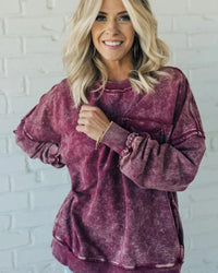 BIRGIT - OVERSIZE-PULLOVER IM USED-LOOK – Lila