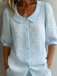 Perina - Soft-Touch-Bluse mit Blumenmuster – Blau