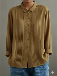 Tzurya - Elegante Patchwork Bluse – Camel