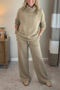 Nora | Lounge-Set Damen zweiteilig elegant klassisch – Khaki
