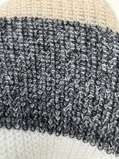 Leyrisa | Block Strickkleid mit Flausch-Effekt