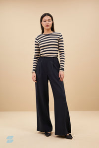 Heidi-Mode | Gestreiftes Damen Langarmshirt – Mitternacht