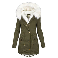 Winterjacke Damen Lang Mit Kapuze | Parka Mit Reißverschluss und Kordelzug – Grün