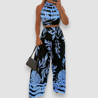 Eline | Tropical Print Zweiteiliges Set – Blau