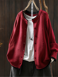Aileen | Strickjacke mit Struktur – Rot