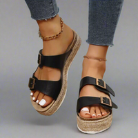 Elfriede | Sandalen aus glänzendem Premiumleder – Schwarz