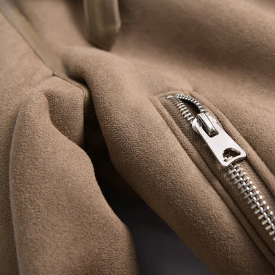 Geneviev | Bequemer Damen-Wintermantel aus Wildleder mit verstellbarem Gürtel und Fleece-Futter