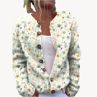 Talia | Strickjacke mit Blumendruck – Grün