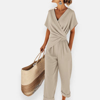 Silvane™ - Eleganter Overall mit Wickeloptik – Beige