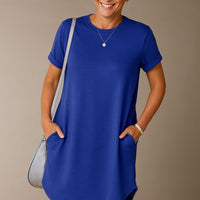 Olivia Sommerkleid | T-Shirt-Kleid aus Baumwolle mit Taschen – Königsblau