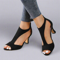 Marga | Orthopädische Sandale mit Absatz aus hochwertigem Material – Schwarz