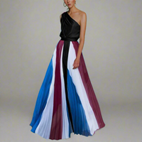 Roselisa | Elegantes Maxikleid für jeden Anlass – Schwarz und Buntstreifen