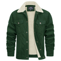 Herrenjacke | Knopfverschluss und klassische Form – Armee Grün