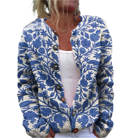 Talia | Strickjacke mit Blumendruck – Blau