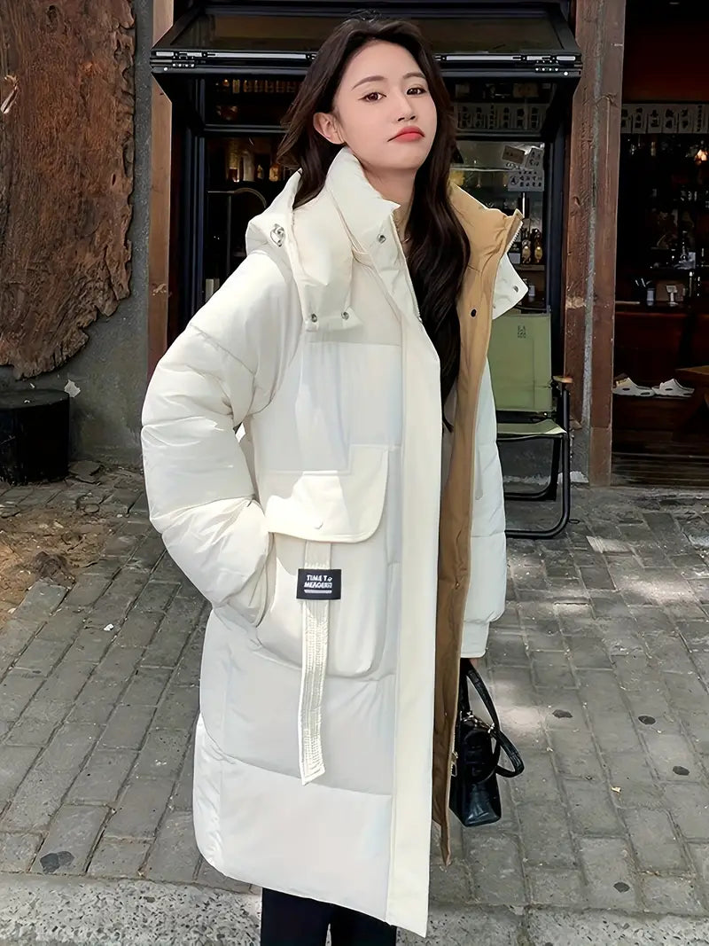 Clierith | Schicker urbaner Chic – Langer Puffermantel mit Kapuze