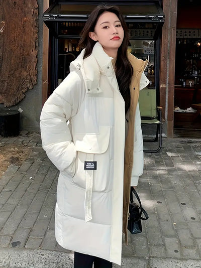 Clierith | Schicker urbaner Chic – Langer Puffermantel mit Kapuze
