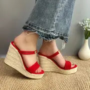 Natalie - Schicke Damen-Rutschsandalen – Rot