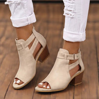 Charleen -  Damen-Sandalen mit klobigen Absätzen – Beige