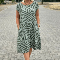 Elena | Auffälliges Sommerkleid mit Rundhalsausschnitt – Grün