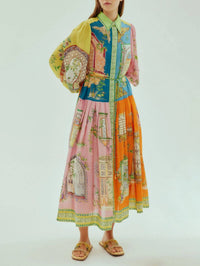 Midikleid Postkarten Sommer – Multicolore