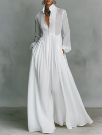 Mara | Luxuriöses Maxi Kleid für Frauen – Weiß