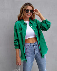 Jeansjacke für Damen - Stylische Denim Sommerjacke – Grün
