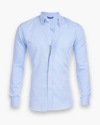Herren Modisches Zip Fit Hemd | Elegant – Hellblau