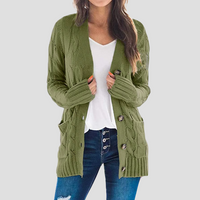 Josephine | Kabelstrick-Cardigan – Olivgrün