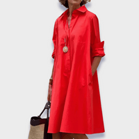 Celeste | Polo Kragen Midikleid – Rot