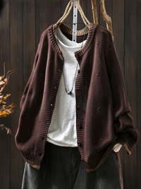 Aileen | Strickjacke mit Struktur – Dunkelbraun