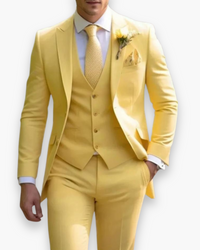 Herren Anzug 3-teilig Slim Fit | Klassisch & Elegant für Hochzeitsgäste – Gelb