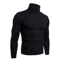 Klassischer Rollkragenpullover aus Zopfmuster für Herren – Schwarz