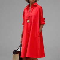 Sandrine™ | Elegantes Freizeit-Polokleid – Rot