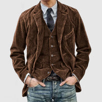 Andrei Cord-Jacke + Weste Set – Braun