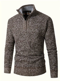 Ingram – Lässiger Pullover Mit Hohem Kragen Und Viertelreißverschluss – Dunkelbraun