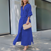 Jeanette™ | Elegantes Maxikleid mit V-Ausschnitt – Blau