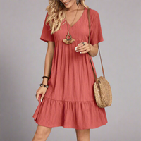 Derislind | Boho Minikleid mit Rüschen und sommerlicher Ausstrahlung – Rot