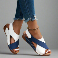 Alwine | Handgefertigte Keilsandalen aus hochwertigem Material – Blau