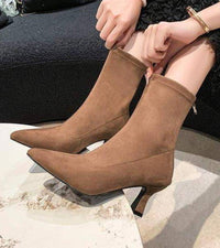 Lielah – Lederstiefelette Mit Reißverschluss – Khaki