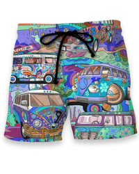 Herren Trendige Graffiti Badeshorts | Bequem und Schnell Trocknend – Blau