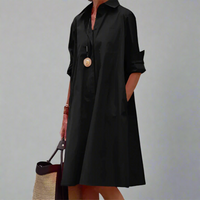Sandrine | Lässiges und elegantes Polo-Kleid – Schwarz