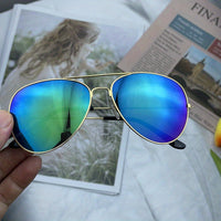 Heidi-Mode | Klassische Aviator-Sonnenbrille mit Goldenem Rahmen für Damen – Goldrahmen Grün Beschichtet