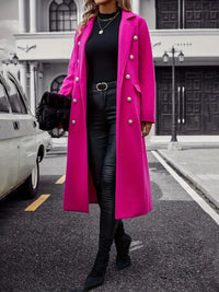 Liaquen | Modebewusster Trenchcoat mit Gürtel und Pelzbesatz – Rosenrot