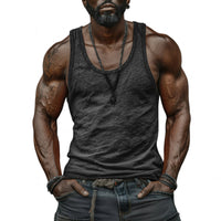 Men's Casual Breathable Skin-friendly Cotton U-neck Slim Fit Tank Top – Dunkelgrau