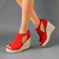 Marla | Stretchsandalen mit Absatzkomfort – Rot