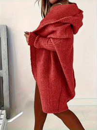 Leycira | Schwarzer Kapuzenstrickjacke – Rot