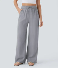Elena | Bequeme Leinenhose mit fließender Passform – Grau