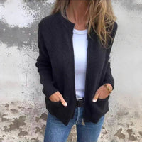 JENELL - STRICKJACKE MIT GROSSEN TASCHEN – Schwarz
