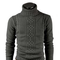 Klassischer Rollkragenpullover aus Zopfmuster für Herren – Dunkelgrau