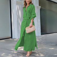 Jeanette™ | Elegantes Maxikleid mit V-Ausschnitt – Grün